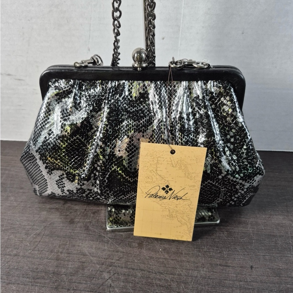NWT Patricia Nash Ealing Frame Metallic Python Leather Crossbody